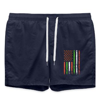 Amerikanische Flagge Feiertag Spooktacular Kürbis - Badeshorts - French Navy - Vorne - AI Model Male 185 light (185cm)