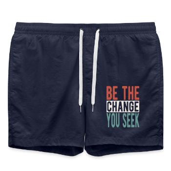 Be the change you seek - Badeshorts - French Navy - Vorne - AI Model Male 185 light (185cm)