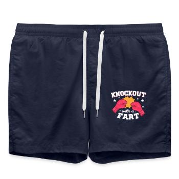 Knockout with a Fart Combat Sports Boxer - Swim Trunks - french navy - Front - AI Model Male 185 light (185cm)