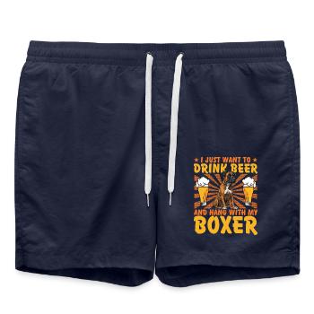 Je veux juste boire de la bière et traîner avec mon boxer - Short de bain - bleu marine - Devant - AI Model Male 185 light (185cm)