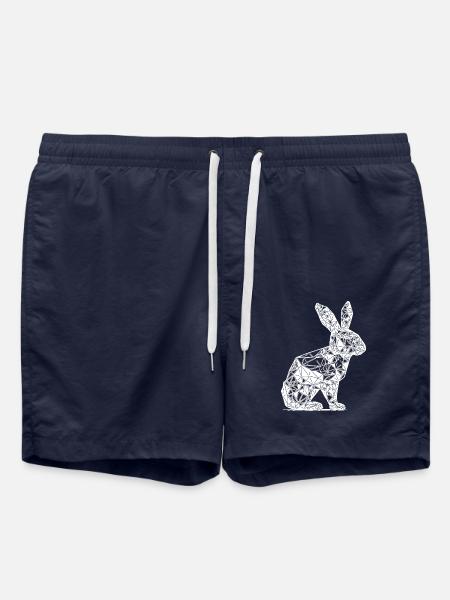 Geometric Lines Rabbit Rabbit Head - Swim Trunks - french navy