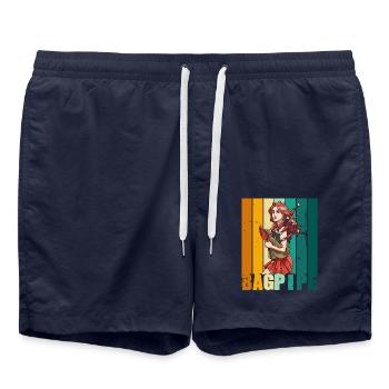 Schöne Dudelsackspielerin Dudelsack - Badeshorts - French Navy - Vorne - AI Model Male 185 light (185cm)