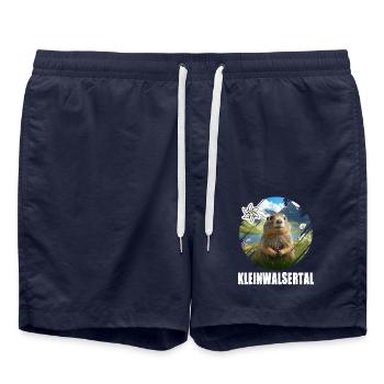 Kleinwalsertal Murmeltier für einen Walser - Badeshorts - French Navy - Vorne - AI Model Male 185 light (185cm)