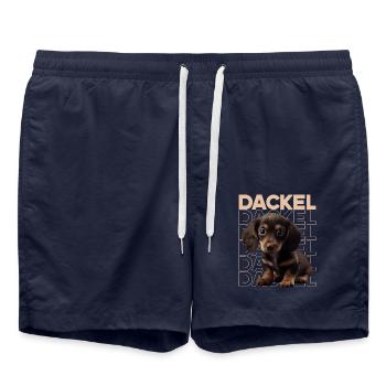 teckel à poil dur, teckel, chien, chiens, chiot, teckel - Short de bain - bleu marine - Devant - AI Model Male 185 light (185cm)