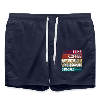 I like Coffee my Pitbull and maybe 3 People - Swim Trunks - french navy - Front - AI Model Male 185 light (185cm)