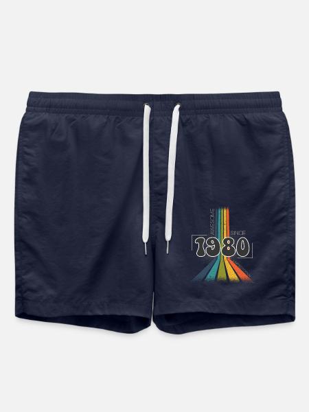 1980 Jahrgang Geburtstag Groovy Vintage Retro - Badeshorts - French Navy