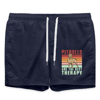 Les pitbulls sont la meilleure thérapie - Short de bain - bleu marine - Devant - AI Model Male 185 light (185cm)