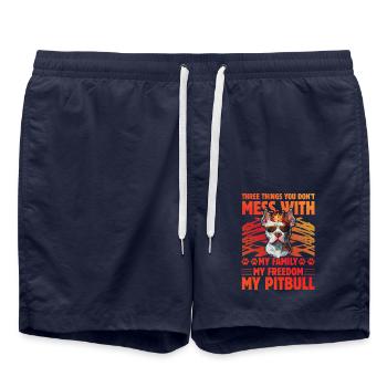 Ne plaisante pas avec mon Pitbull ma famille ma liberté - Short de bain - bleu marine - Devant - AI Model Male 185 light (185cm)