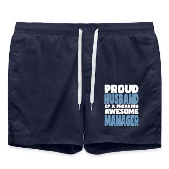 Stolze Ehefrau Eines Verdammt Guten Managers - Badeshorts - French Navy - Vorne - AI Model Male 185 light (185cm)