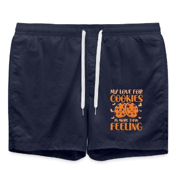 My Love For Cookies Is More Than Feeling - Badeshorts - French Navy - Vorne - AI Model Male 185 light (185cm)