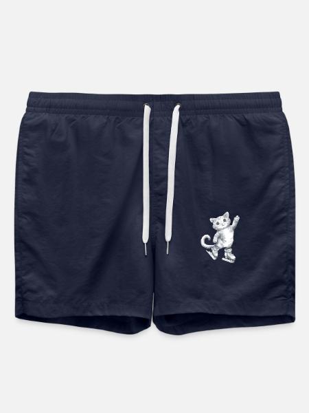 Cat on skates drawing - Swim Trunks - french navy