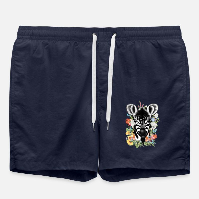 Zebra Blumen - Badeshorts - French Navy