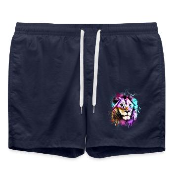 Löwe Bunt - Badeshorts - French Navy - Vorne - AI Model Male 185 light (185cm)