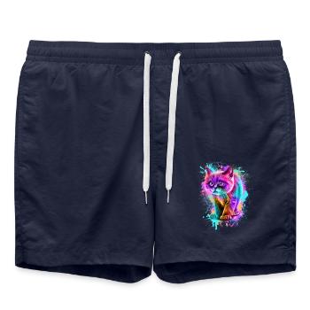 Katze Bunt - Badeshorts - French Navy - Vorne - AI Model Male 185 light (185cm)