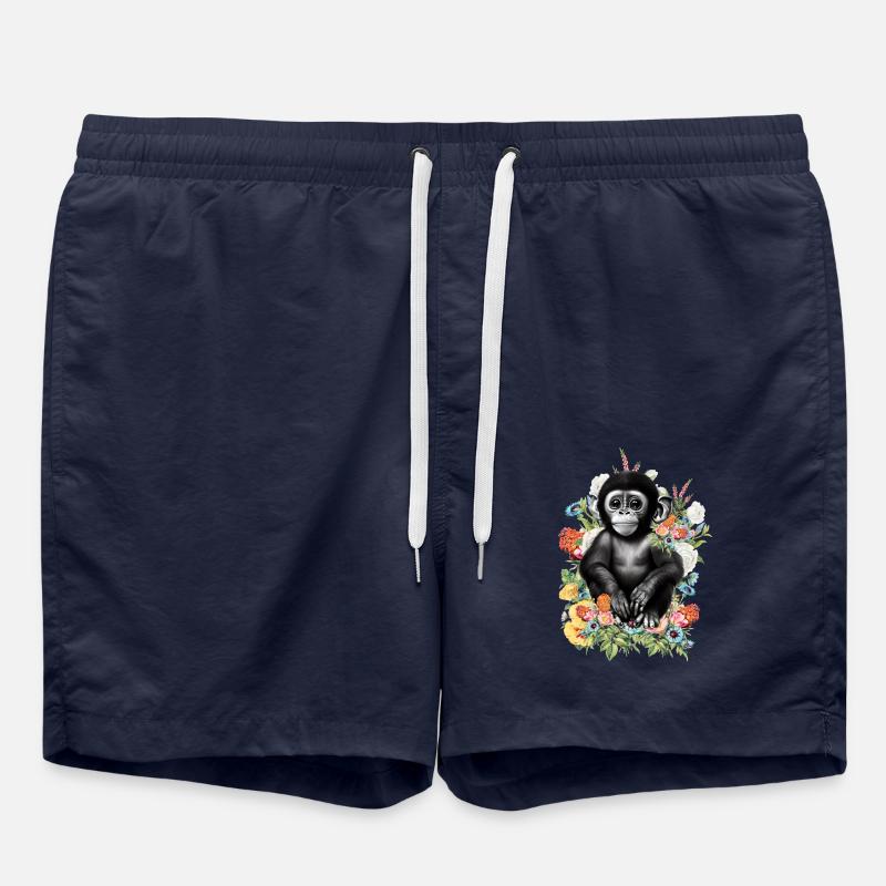 Affe Blumen - Badeshorts - French Navy
