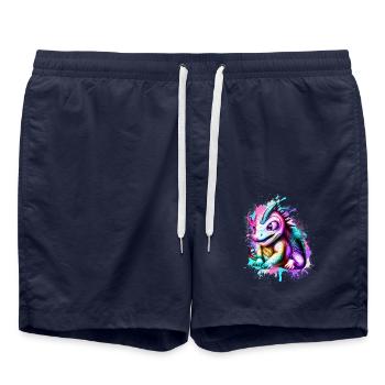 Drache Bunt - Badeshorts - French Navy - Vorne - AI Model Male 185 light (185cm)