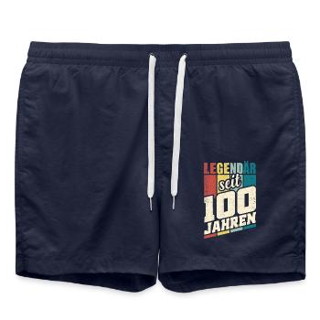100. Geburtstag Legendär Seit 100 Jahren Hundert - Badeshorts - French Navy - Vorne - AI Model Male 185 light (185cm)