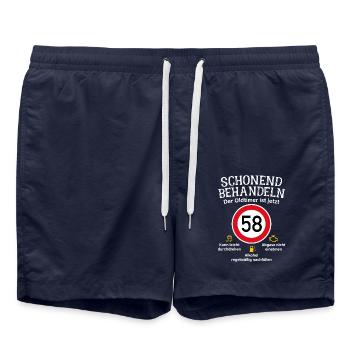 58. Geburtstag Schonend Behandeln Oldtimer Ist 58 - Badeshorts - French Navy - Vorne - AI Model Male 185 light (185cm)