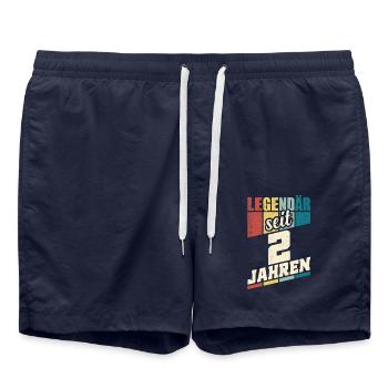 2. Geburtstag Legendär Seit 2 Jahren Legende 2 - Badeshorts - French Navy - Vorne - AI Model Male 185 light (185cm)