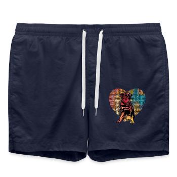 Rottweiler Retro - Badeshorts - French Navy - Vorne - AI Model Male 185 light (185cm)