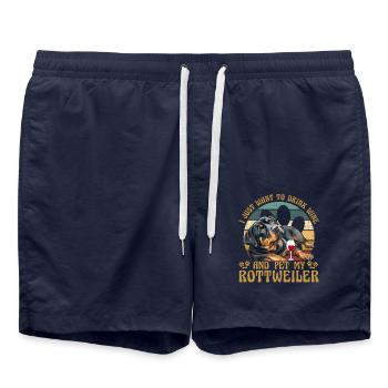Je veux juste boire du vin et caresser mon Rottweiler - Short de bain - bleu marine - Devant - AI Model Male 185 light (185cm)