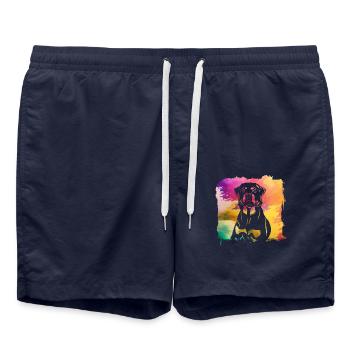 Rottweiler Retro - Badeshorts - French Navy - Vorne - AI Model Male 185 light (185cm)