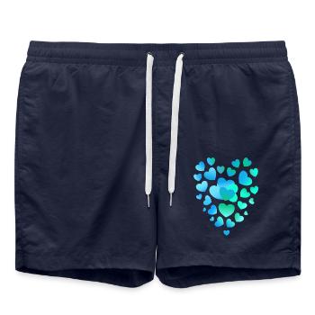 Cœurs bleus, beaucoup de cœurs - Short de bain - bleu marine - Devant - AI Model Male 185 light (185cm)