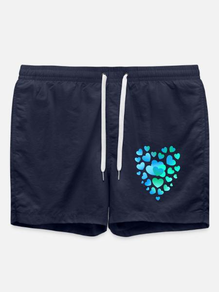 blue hearts, many hearts - Swim Trunks - french navy