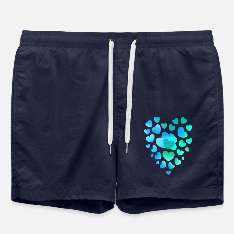 blaue Herzen viele Herzen - Badeshorts - French Navy