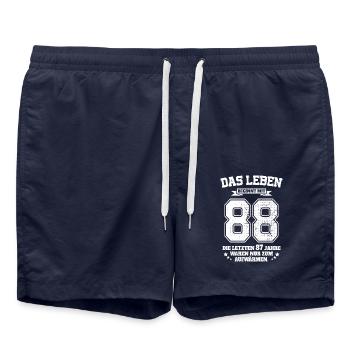 88. Geburtstag Geschenk Das Leben Beginnt Mit 88 - Badeshorts - French Navy - Vorne - AI Model Male 185 light (185cm)