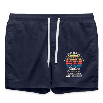 57. Geburtstag Geschenk Habe 57 Jahre Gebraucht - Badeshorts - French Navy - Vorne - AI Model Male 185 light (185cm)