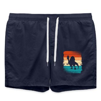 Dino Dinosaur - Swim Trunks - french navy - Front - AI Model Male 185 light (185cm)
