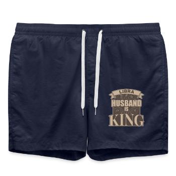 Libra husband is king - Swim Trunks - french navy - Front - AI Model Male 185 light (185cm)