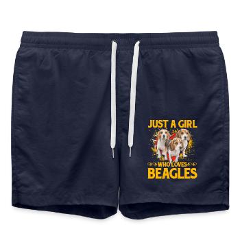 Juste une fille qui aime les beagles - Short de bain - bleu marine - Devant - AI Model Male 185 light (185cm)