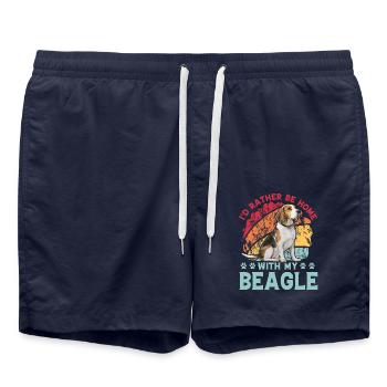 Je préfère être à la maison avec mon Beagle - Short de bain - bleu marine - Devant - AI Model Male 185 light (185cm)