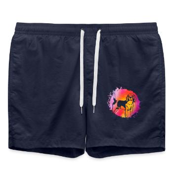 Beagle Hund - Badeshorts - French Navy - Vorne - AI Model Male 185 light (185cm)
