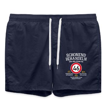 46. Geburtstag Schonend Behandeln 46 Alte Kiste 46 - Badeshorts - French Navy - Vorne - AI Model Male 185 light (185cm)