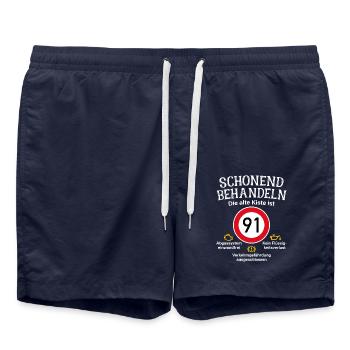 91. Geburtstag Schonend Behandeln 91 Alte Kiste 91 - Badeshorts - French Navy - Vorne - AI Model Male 185 light (185cm)