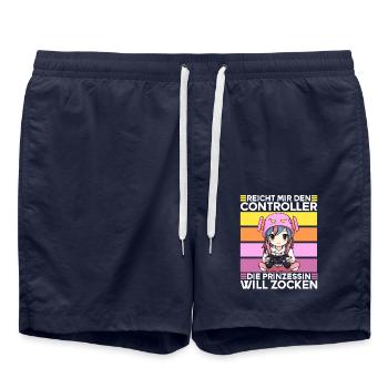 Gaming Konsole PC Zockerin Mädchen Gamer Girl - Badeshorts - French Navy - Vorne - AI Model Male 185 light (185cm)