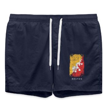 Souvenir avec le drapeau du pays du Bhoutan - Short de bain - bleu marine - Devant - AI Model Male 185 light (185cm)