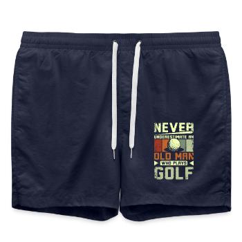Never underestimate a golfing old man - Swim Trunks - french navy - Front - AI Model Male 185 light (185cm)