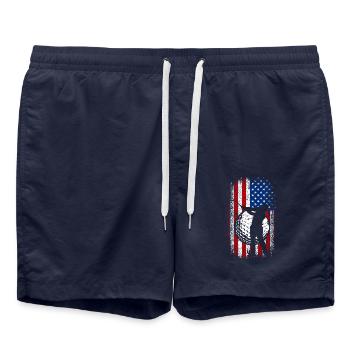 Usa Flag 4th of july golf design for golfers - Swim Trunks - french navy - Front - AI Model Male 185 light (185cm)