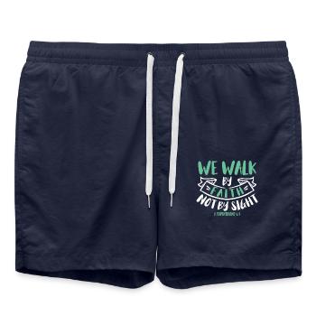We walk by faith, not by sight - Swim Trunks - french navy - Front - AI Model Male 185 light (185cm)