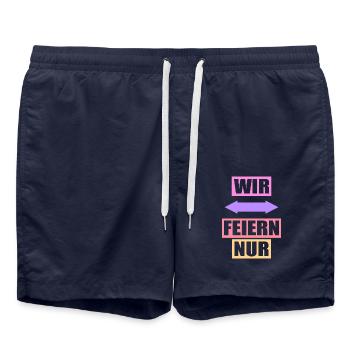 Junggesellenabschied Poltern Polterabend JGA - Badeshorts - French Navy - Vorne - AI Model Male 185 light (185cm)