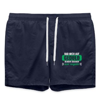 Hab mich auf Geduld testen lassen war bin negativ - Badeshorts - French Navy - Vorne - AI Model Male 185 light (185cm)