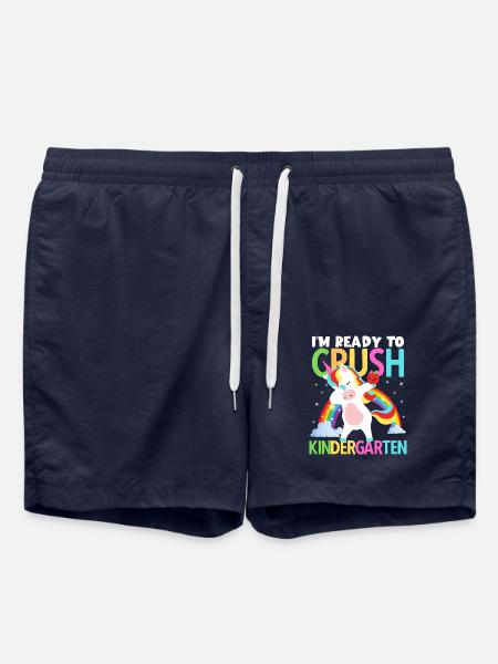 Back to School Im Ready to Crush Kindergarten Girl - Swim Trunks - french navy