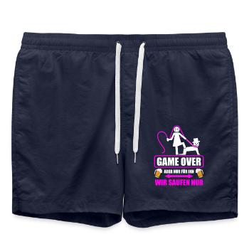 Junggesellenabschied Poltern Polterabend JGA - Badeshorts - French Navy - Vorne - AI Model Male 185 light (185cm)