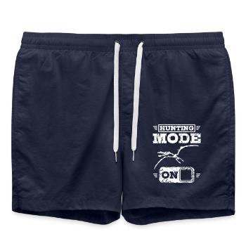 Paleontologist dinosaur fossil hunting mode on - Swim Trunks - french navy - Front - AI Model Male 185 light (185cm)