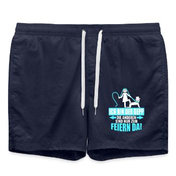 Junggesellenabschied Poltern Polterabend JGA - Badeshorts - French Navy - Vorne - AI Model Male 185 light (185cm)