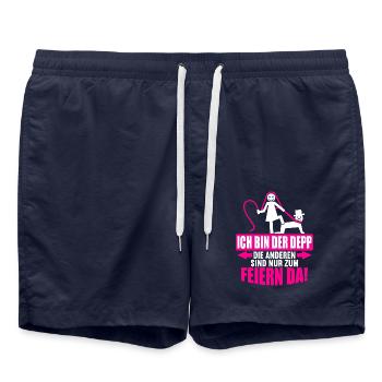 Junggesellenabschied Poltern Polterabend JGA - Badeshorts - French Navy - Vorne - AI Model Male 185 light (185cm)